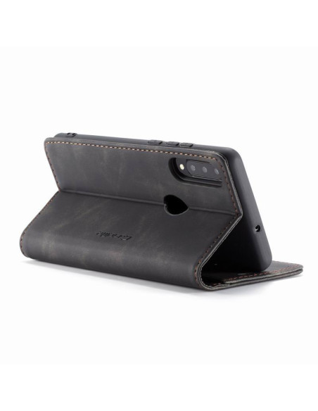 Svart flipfodral för Huawei P30 Lite, sett bakifrån med stängd design och synlig logotyp