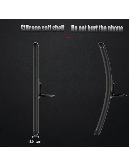 Svart stöttåligt skal för iPhone 7 Plus med ringhållare, visat från sidan med fokus på profilens tjocklek