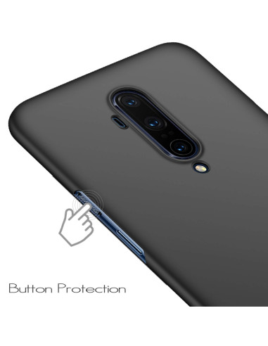 Mattsvart skal för OnePlus 8 med skydd för knappar, visad bakifrån