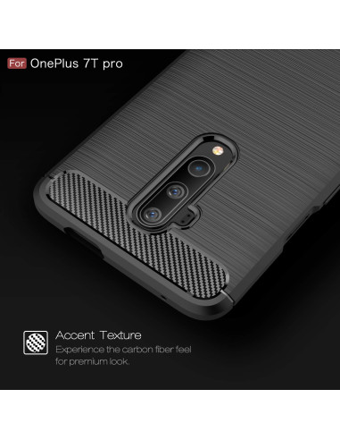 SlimCarbon-skalet för OnePlus 8, detaljvy av baksidan med kameraöppning och textur