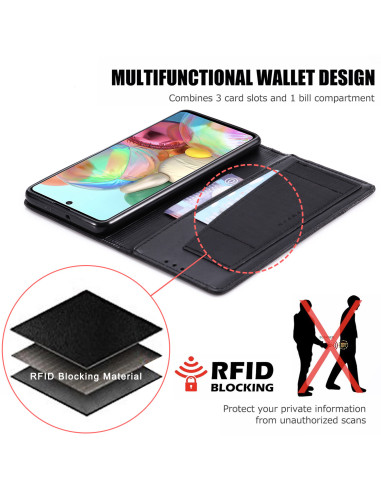 Samsung A71 Elegant Fodral i PU-Läder med RFID Block