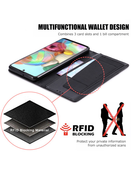 Samsung A71 Elegant Fodral i PU-Läder med RFID Block