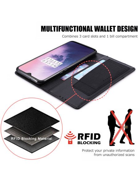 OnePlus 7 Elegant Fodral i PU-Läder med RFID Block