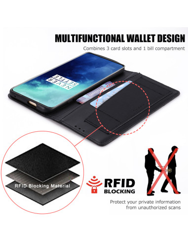 OnePlus 7T Pro Elegant Fodral i PU-Läder med RFID Block