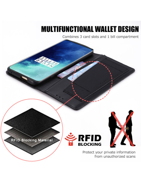 OnePlus 7T Pro Elegant Fodral i PU-Läder med RFID Block