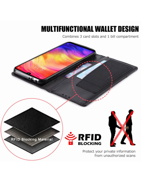 Xiaomi Redmi Note 7 Elegant Fodral i PU-Läder med RFID Block