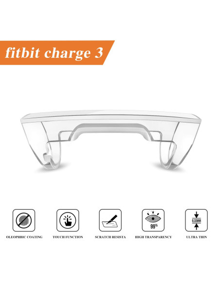 Framifrån vy av transparent TPU-skal för Fitbit Charge 4, ultratunt och heltäckande