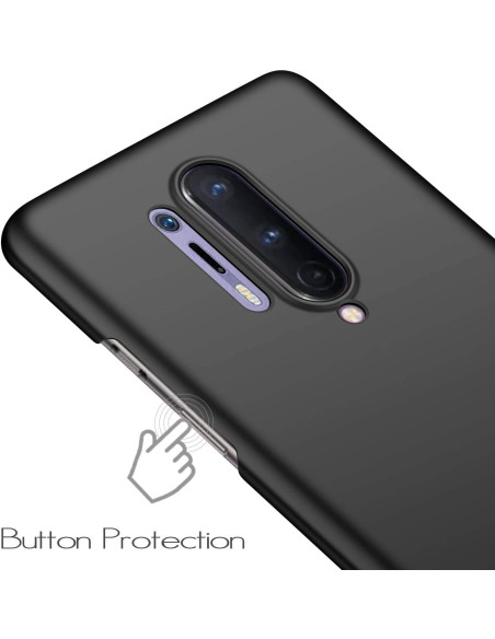 Mattsvart skal för OnePlus 8 Pro med fokus på knapparnas skydd och slimmad design