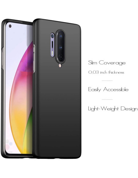 Mattsvart skal för OnePlus 8 Pro med fokus på sidovy och kameraöppning