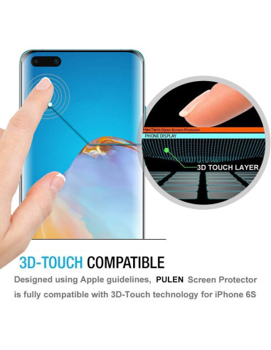 Detaljvy av Huawei P40 Pro med härdat glas som visar 3D-touch-funktionen