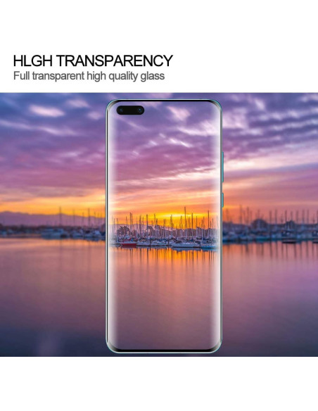 Sidovy av Huawei P40 Pro med 3D härdat glas som visar skärmens fulla täckning