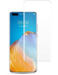 Framifrån vy av Huawei P40 Pro med transparent 3D härdat glas monterat