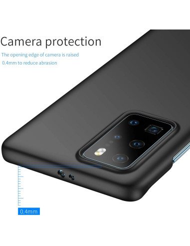 Detaljvy av mattsvart skal för Huawei P40 Pro som visar kamerautskärningen och skyddet