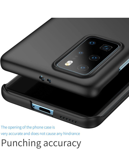 Mattsvart skal för Huawei P40 Pro med tydlig vy av kamerautskärningen och öppningar för knappar