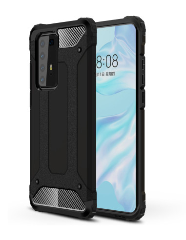 Svart SlimArmor-skal för Huawei P40 Pro, visat från sidan med detaljerad textur