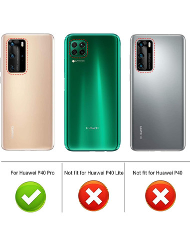Baksidan av Huawei P40 Pro med transparent skal, visar telefonens design och passform