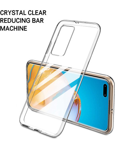 Framifrån vy av transparent TPU-skal för Huawei P40 Pro, visar telefonens skärm och passform