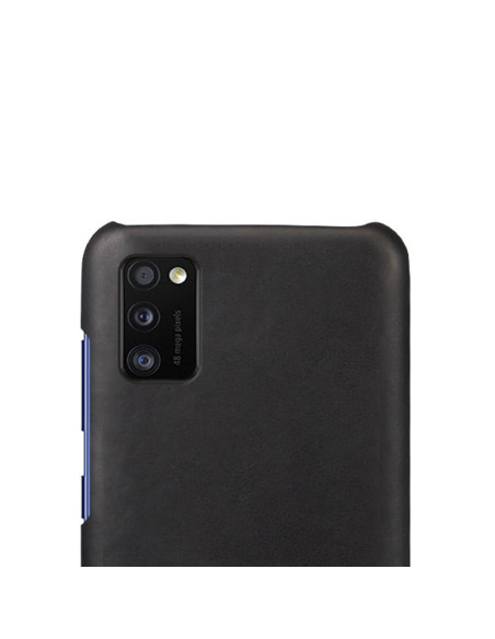 Baksidan av Samsung A41 med ultratunt Vintage Skal Jazz i svart, med fokus på kamerautskärningen