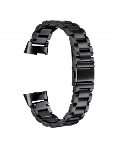 Svart metallarmband i rostfritt stål, detaljvy av länkarna