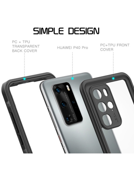 Detaljvy av Huawei P40 Pro med heltäckande vattentätt skal, fokus på kamerautskärning och material