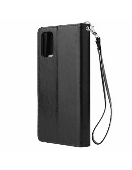 Svart plånboksfodral för Huawei P40 Pro med handledsrem, sett framifrån