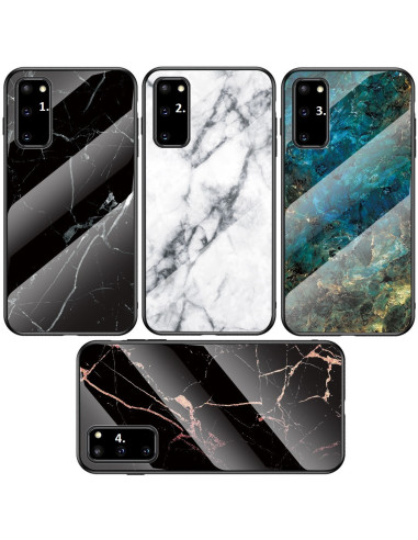 Marmorskal för Samsung S20 Plus med vit marmorlook och transparent baksida