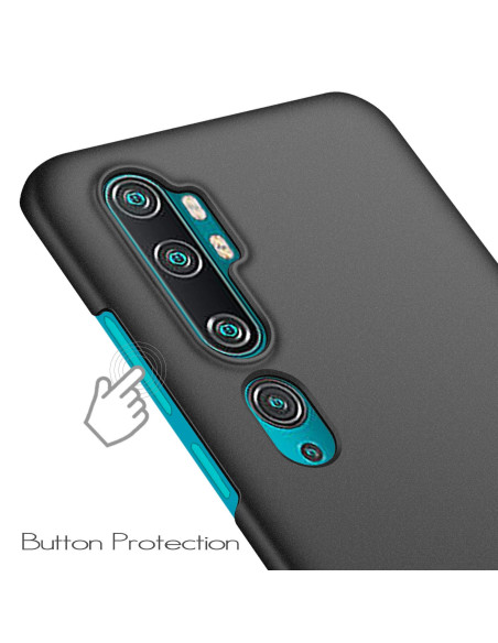Närbild av Xiaomi Mi 10 skal som visar knapparnas skydd och kamerautskärningar