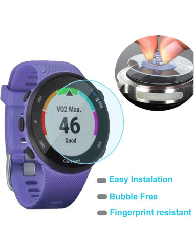 Garmin Forerunner 45 med härdat glas, visning av skärmen med träningsdata och pekfunktion från sidan