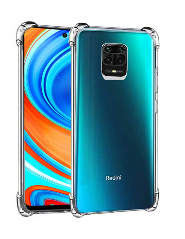 Transparent TPU-skal för Xiaomi Redmi Note 9S & 9 Pro med förstärkta hörn, sett bakifrån