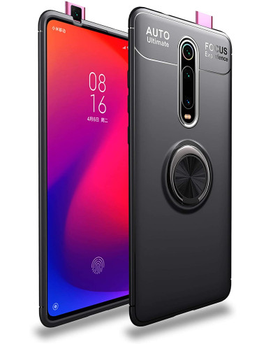 Svart stöttåligt skal med ringhållare för Xiaomi Mi 9T / 9T Pro, visat från sidan