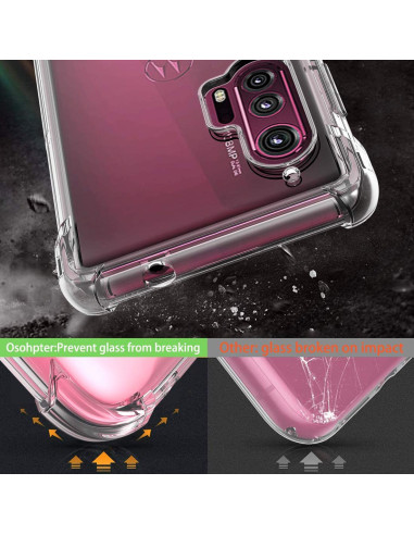 Detaljvy av Motorola Edge Plus skal som visar förstärkta hörn och kamerautskärningar