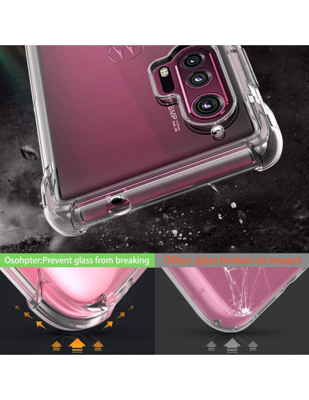 Detaljvy av Motorola Edge Plus skal som visar förstärkta hörn och kamerautskärningar