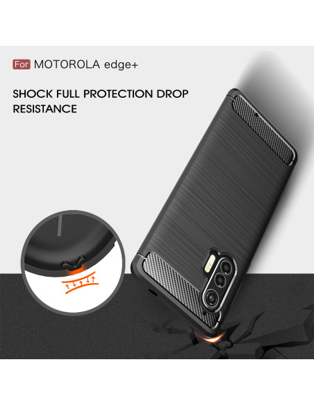 Motorola Moto Edge Plus SlimCarbon-skal med fokus på stöttålig design och kamerautskärning