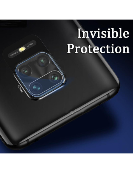 Närbild av linsskydd i transparent härdat glas på Xiaomi Redmi Note 9S/9 PRO