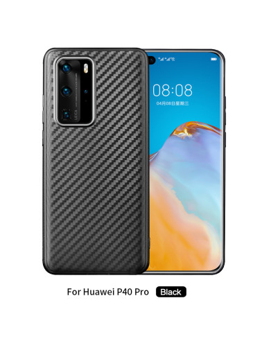 Stöttåligt skal i karbonfiberdesign för Huawei P40 Pro, sett bakifrån