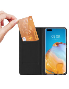 Svart flipfodral för Huawei P40 Pro med öppet lock och kortfack 2