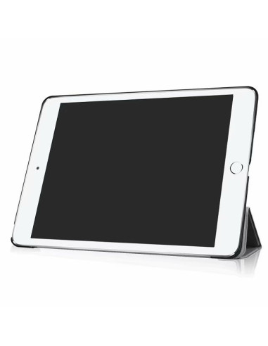Svart trifold fodral för Apple iPad 9.7, visad från sidan i stativläge