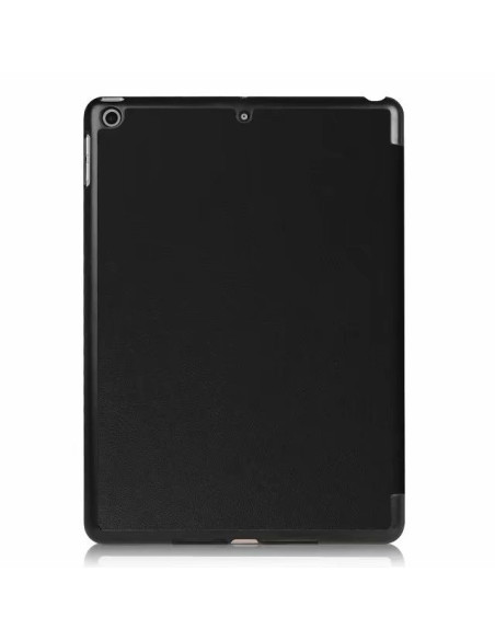 Svart trifold fodral för Apple iPad 9.7, sett bakifrån med texturerad yta