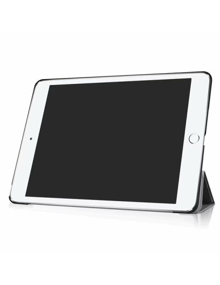 Svart trifold fodral för iPad 10.2" med vikbar stativfunktion, sett från sidan