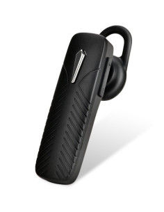 Svart Bluetooth-headset med diskret design och ergonomisk form