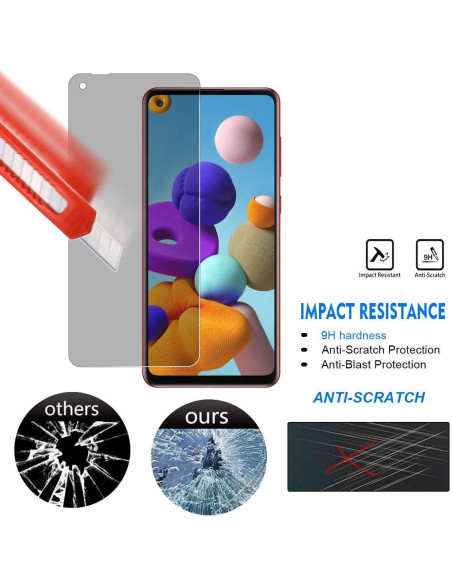 2-PACK Samsung A21s Privacy Härdat glas 0.26mm 2.5D 9H