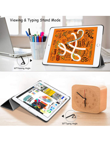 iPad Mini 5 & 4 fodral i stativläge med två olika vinklar för visning och skrivande