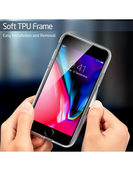 iPhone SE (2020 &amp; 2022) Stötdämpande Skal 9H Härdat Glas Baksida Glassback
