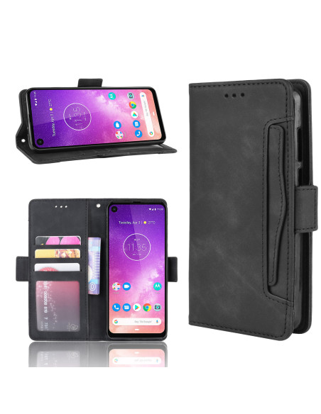 Motorola One Vision plånboksfodral i svart PU-läder med öppet fack och kortplatser