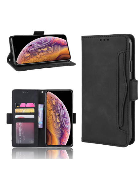 Svart plånboksfodral för iPhone 11 Pro Max med öppet lock och synliga kortfack