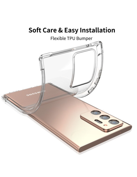 Transparent TPU-skal för Samsung Note 20, visat med telefonen inskjuten i skalet