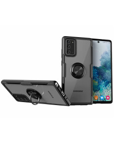 Samsung Note 20 skal med ringhållare, sett från sidan med härdat glas och TPU-material 2