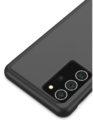 Svart Samsung Note 20 flipfodral med fokus på baksidan och kamerautskärning
