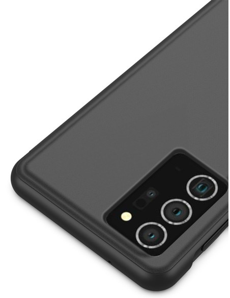 Svart Samsung Note 20 flipfodral med fokus på baksidan och kamerautskärning