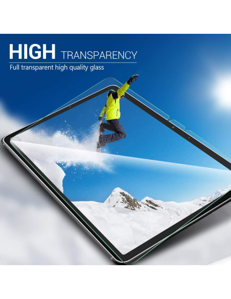Närbild av härdat glas för Samsung Tab S7 och Tab S8 med hög transparens och skarp bild
